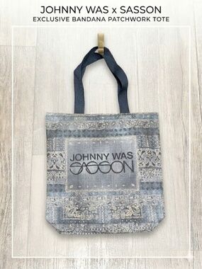 Rare Johnny Was x Sasson Collaboration Limited Ed Denim Canvas Tote Bag NWOT